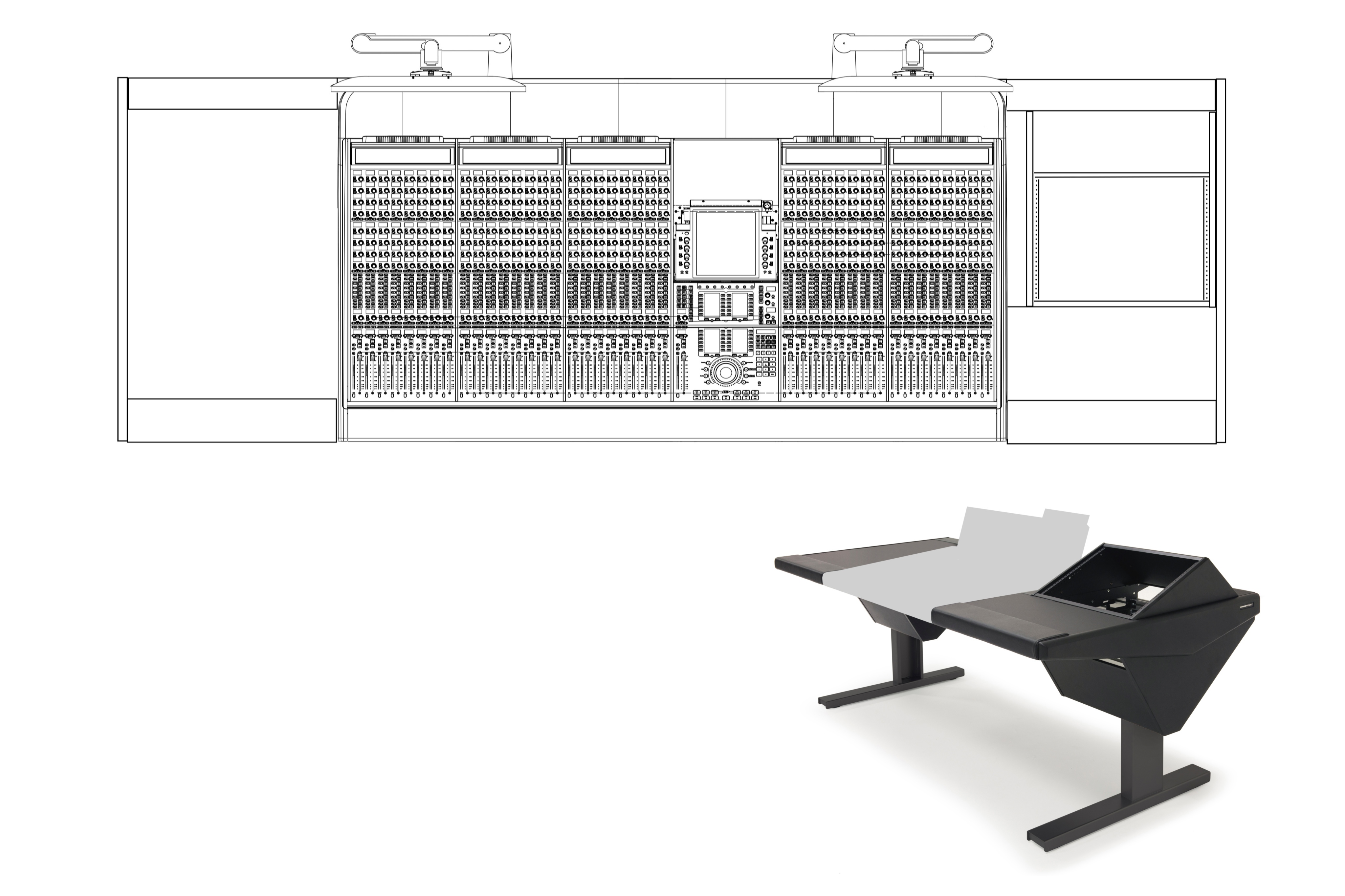 40 Fader System with Desk (L) and Rack (R)