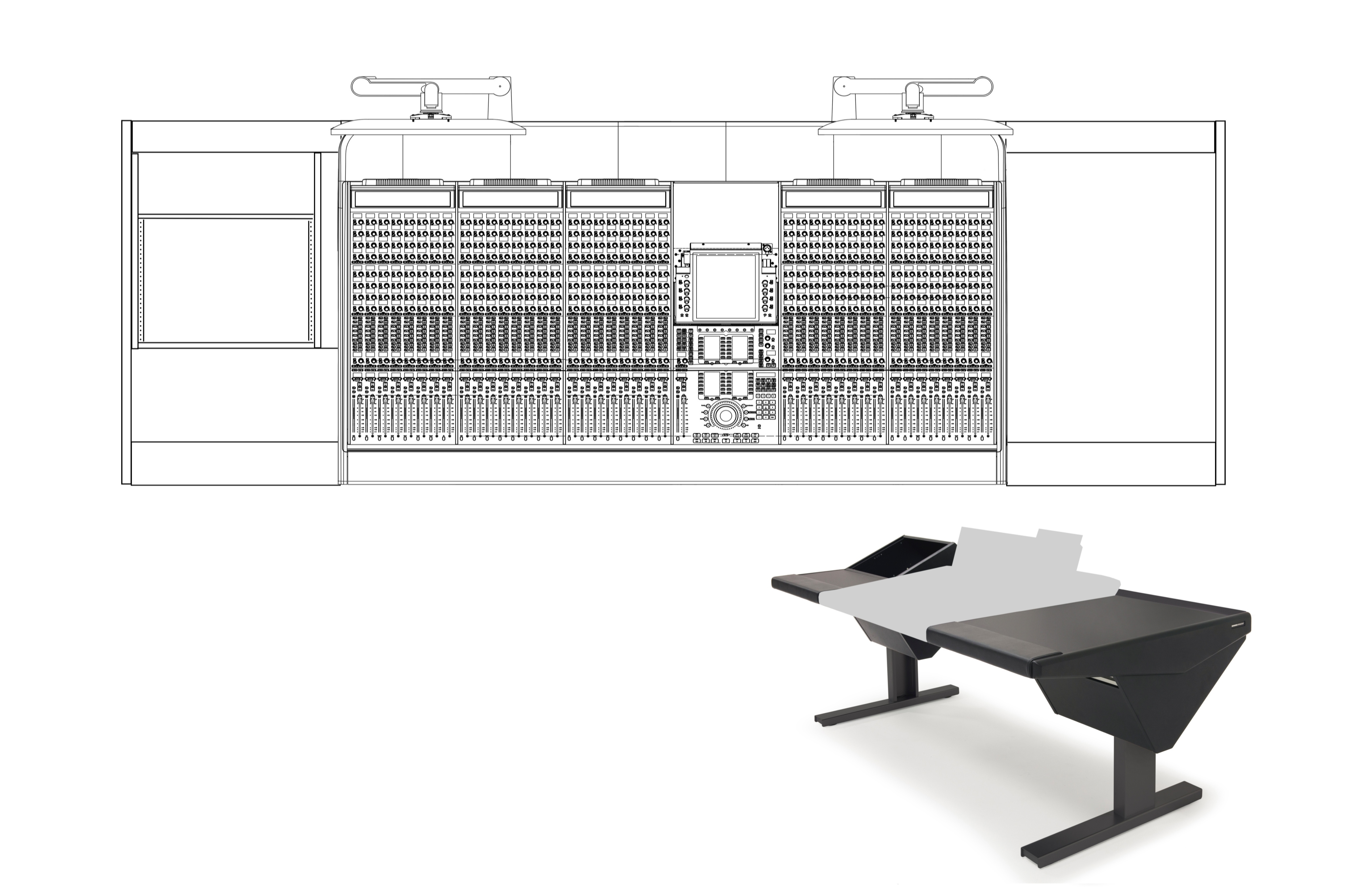 40 Fader System with Rack (L) and Desk (R)