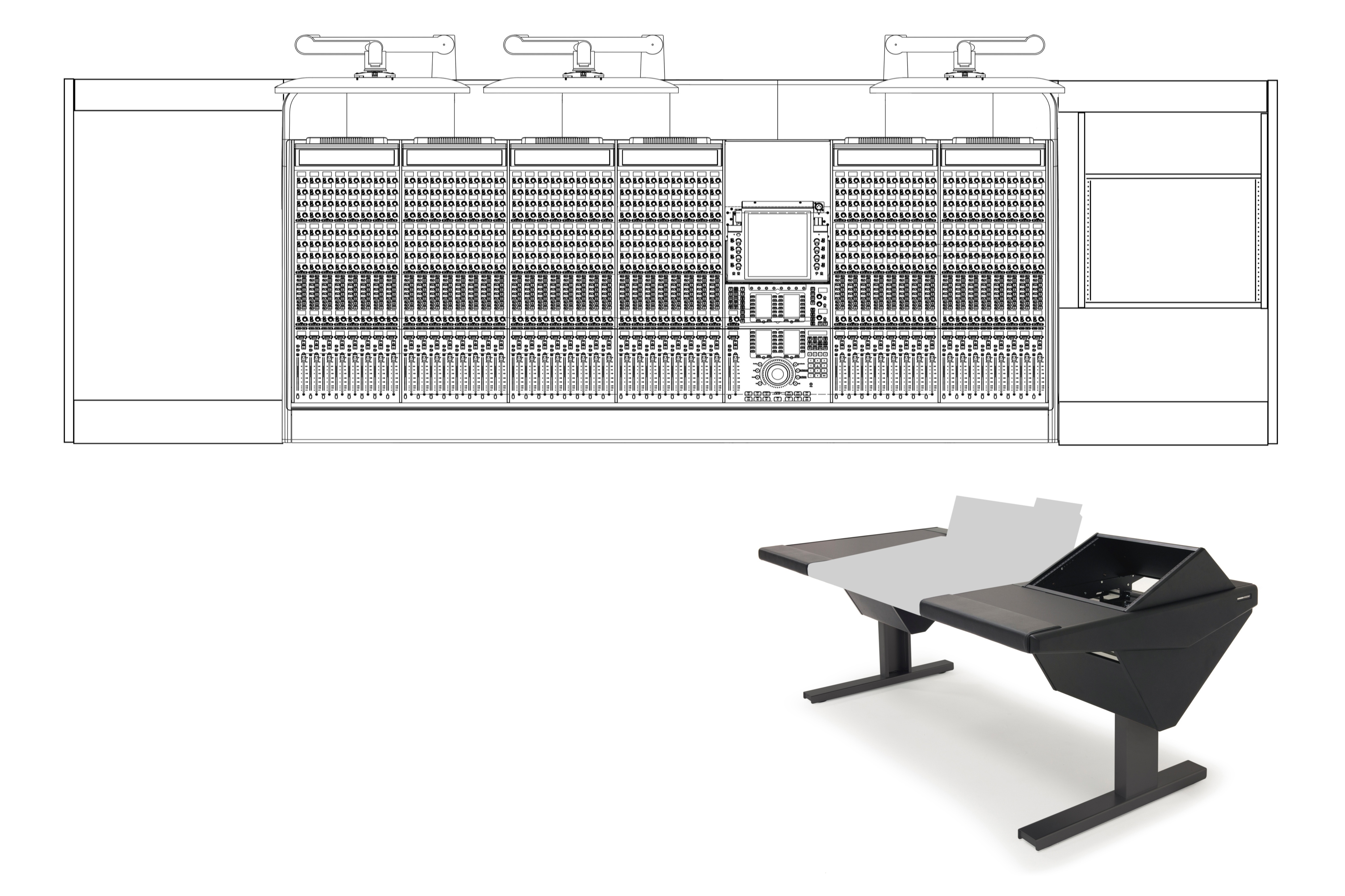 48 Fader System with Desk (L) and Rack (R)